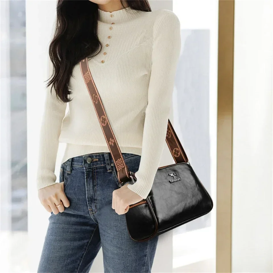 Women High Quality Soft Leather Shoulder Bags Luxury Designer Purses Crossbody Bag Ladies Vintage Messenger Commuting Sac A Main