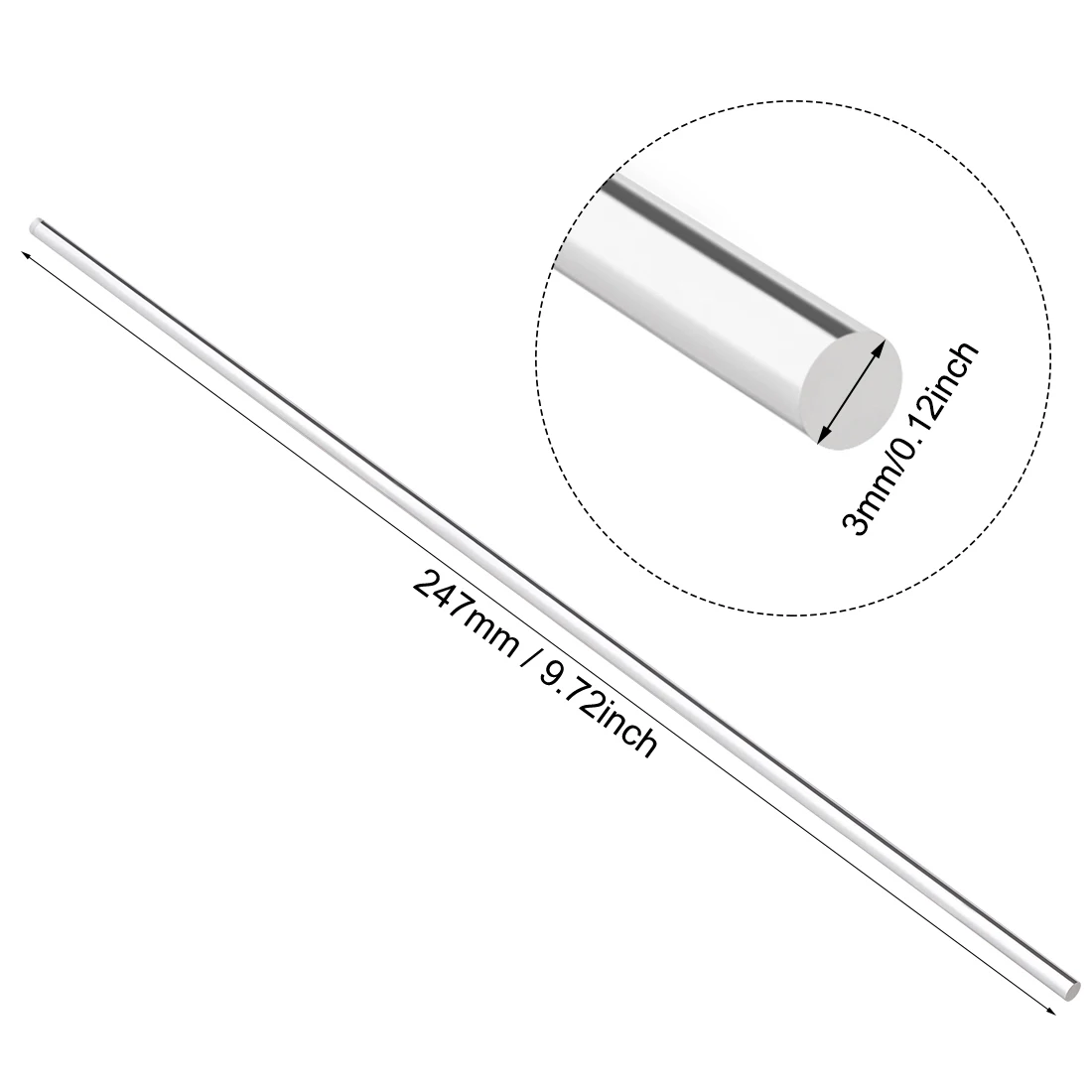 1/2/4Pcs Clear Acrylic Rod 3x250/4x245/5x250/6x250/6x500/8x250/8x500mm Solid Round Bar Acrylic Round Rod Plastic PMMA Bar Stick