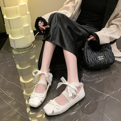 2024 Spring Women Ballet Flats Fashion Elegant Cross Strap Shoes Ladies Comfort Street Style Soft Sole Ballerinas Shoes Woman