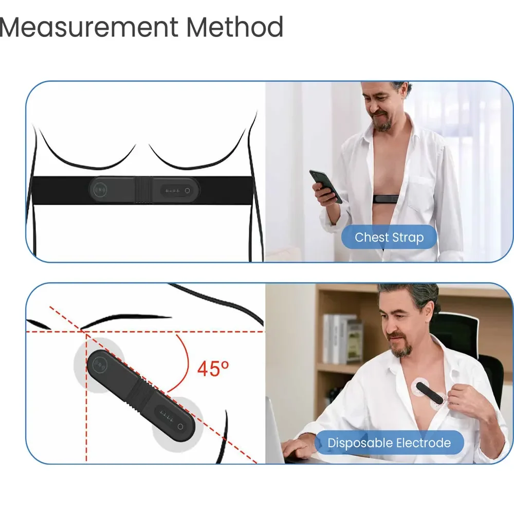 24 Hours Bluetooth AI Holter ECG Monitoring Wearable ECG EKG Rechargeable Monitor 17 Abnormal ECG Patterns AI Data Analysis