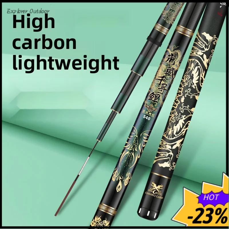 

Carbon Fiber Fishing Rod Ultra-Light Heavy-Duty 19/28 Taper Action Big Carp Bass Multi-Section Lake River Fishing with Non-S