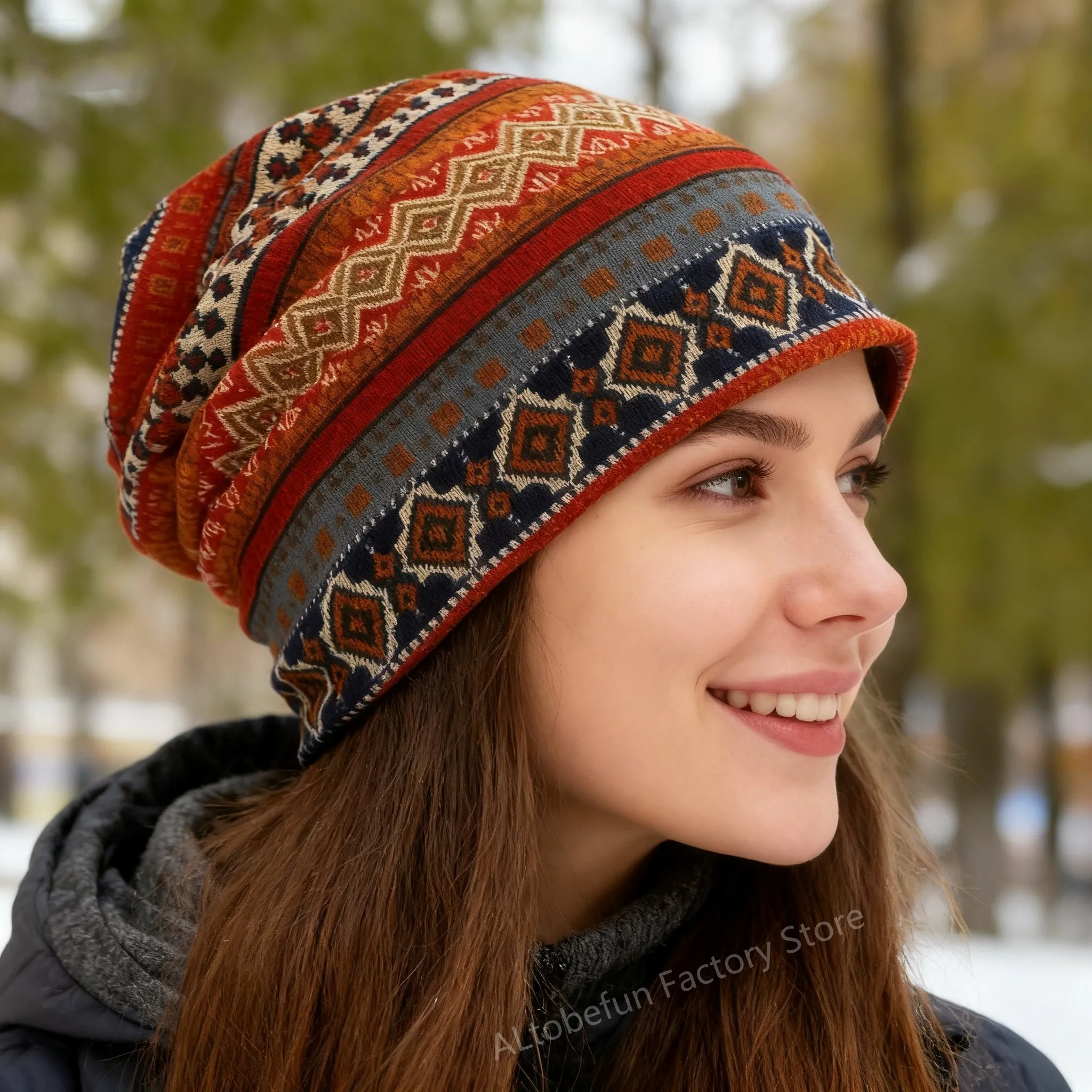 Multifunction Slouchy Knit Beanie Hat Scarf Stretch Skull Cap Slouchy Beanie Hat Baggy Skull Sleep Cap Stretch Knit  main image 2
