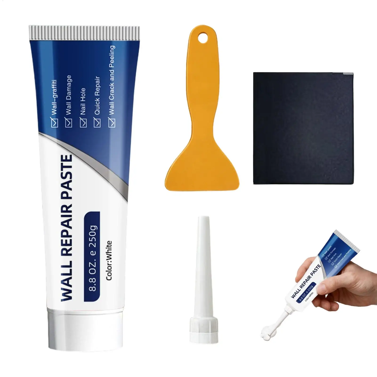 Drywall Repair Kit with Scraper Wall Hole & Crack Filling Paste Quick-Drying Mending Agent Mold Resistant Home Restoration Tool