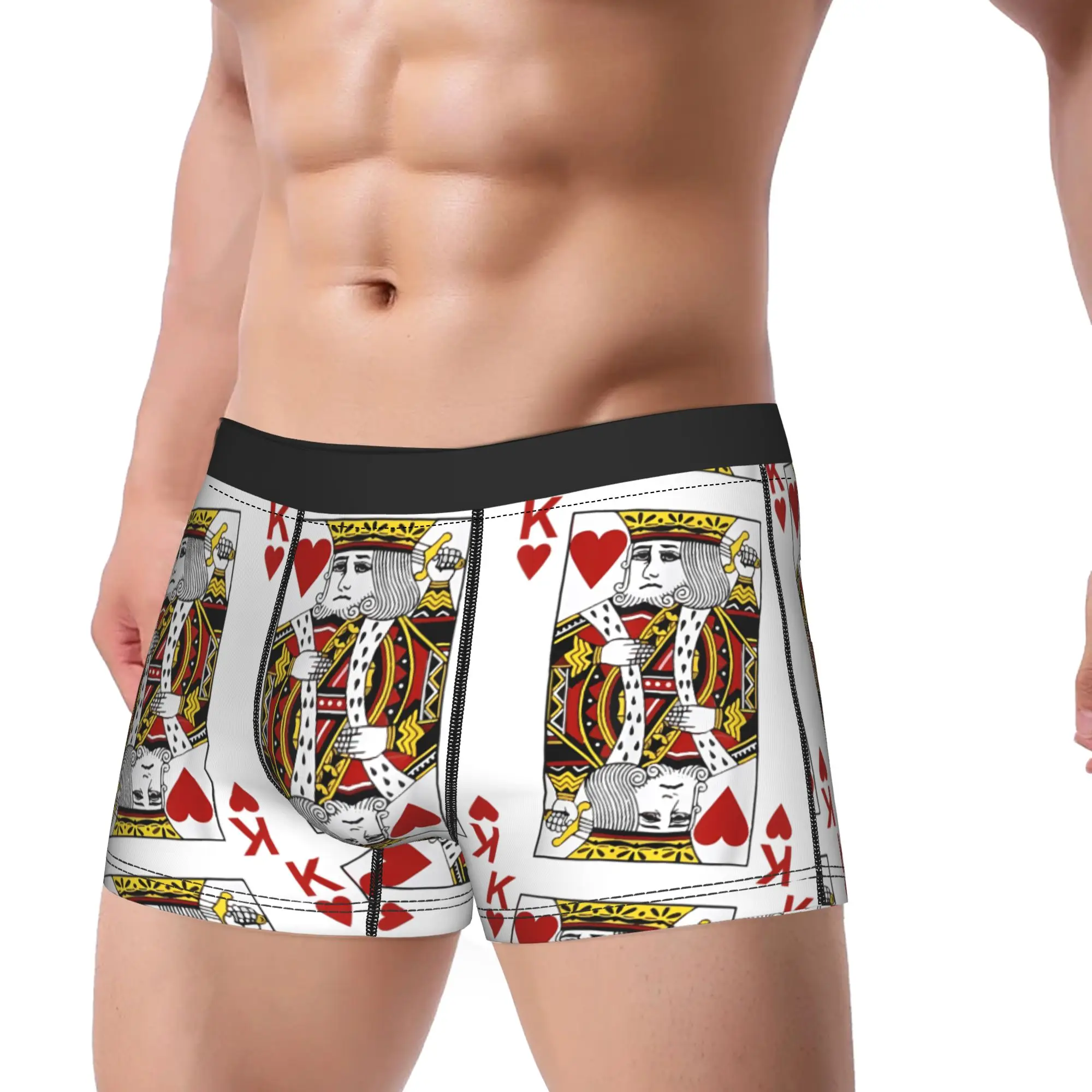 

Men Boxer Briefs Shorts Panties King Of Hearts Blackjack Cards Poker 21 K Breathable Underwear Male Humor Plus Size Underpants