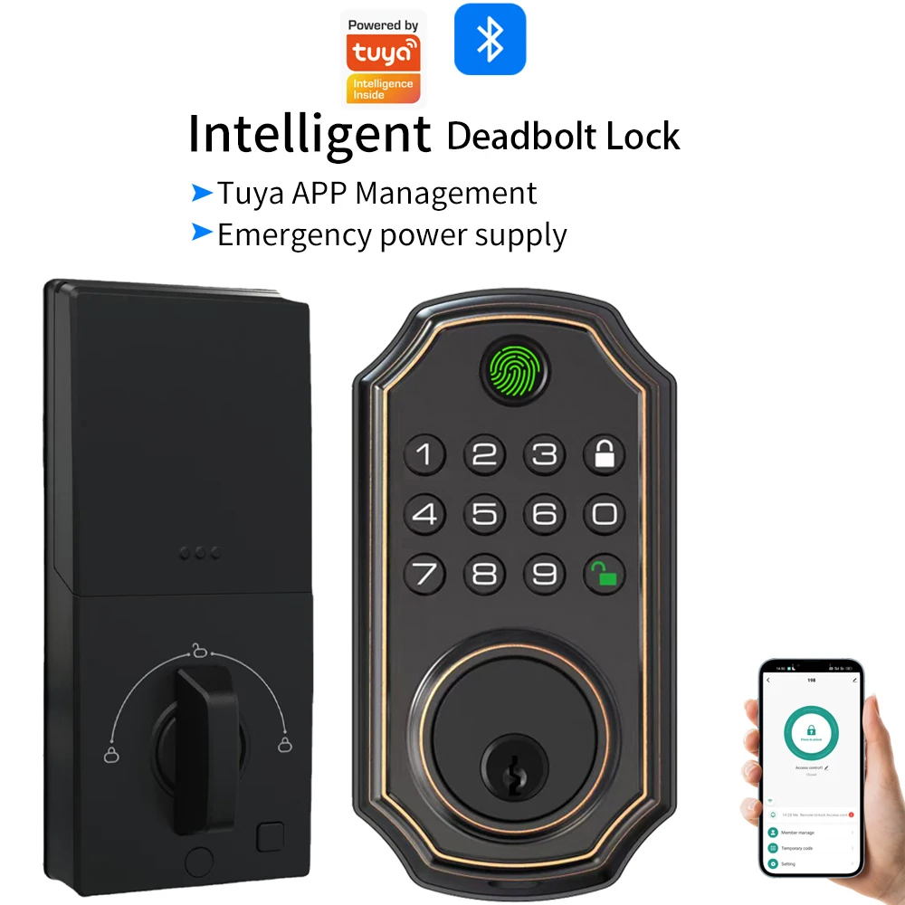 Support Tuya App LD03 Smart Lock Deadbolt Lock with Latch Password Keyless Entry Door Lock with Touch Keypads Bluetooth Unlock