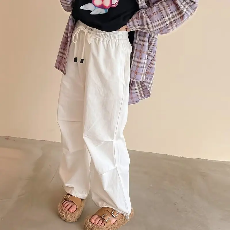 

Girls' Overalls Children's Casual Pants Spring New Style Girls' Pants Spring And Autumn High Waisted Wide Leg Pants Trousers