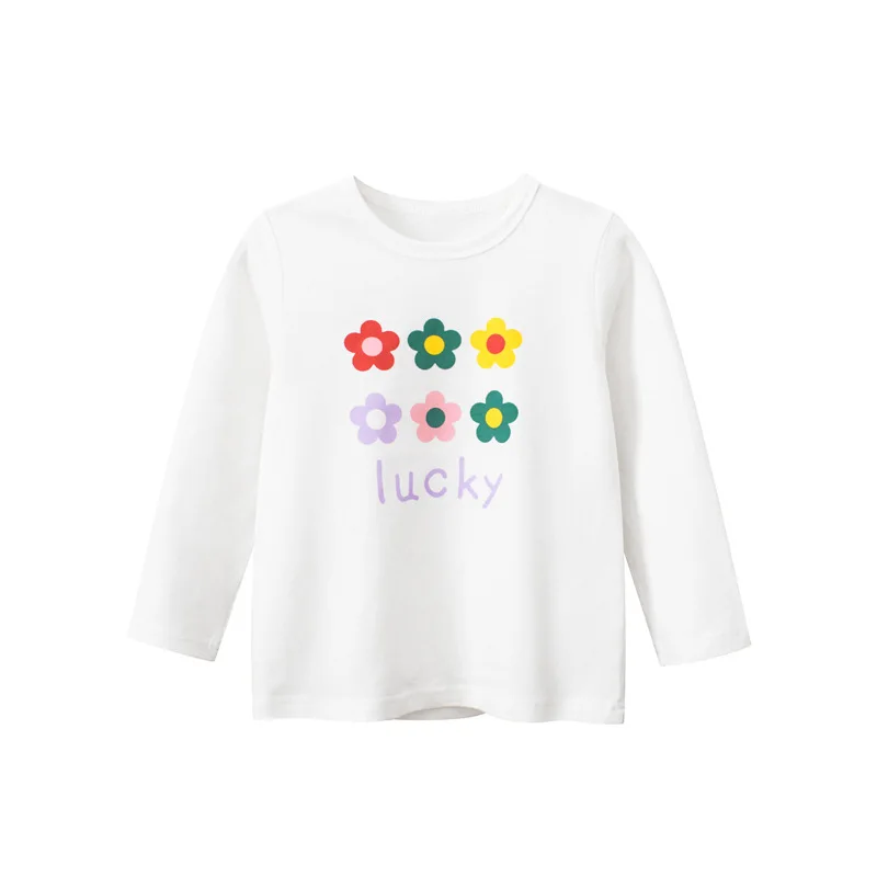 2-8T Infant Flower Girls T Shirt Toddler Kid Baby Girl Clothes Autumn Winter Top Cotton Floral Tshirt Childrens Loose Tee Outfit