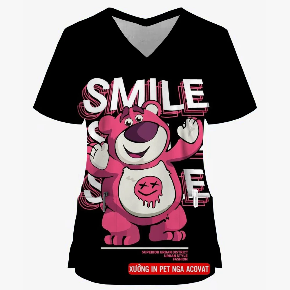 Scrubs Tops Disney Lotso Pattern Pharmacy Dentistry Pet Doctor Hospital Clothes Nursing Uniforms Medical Surgical Uniform Scrub