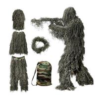 Hunting Ghillie Suit Bird Watching Ghillie Suit 5-piece Ghillie Suit Set for Youth Adults Woodland Camouflage Hunting Apparel