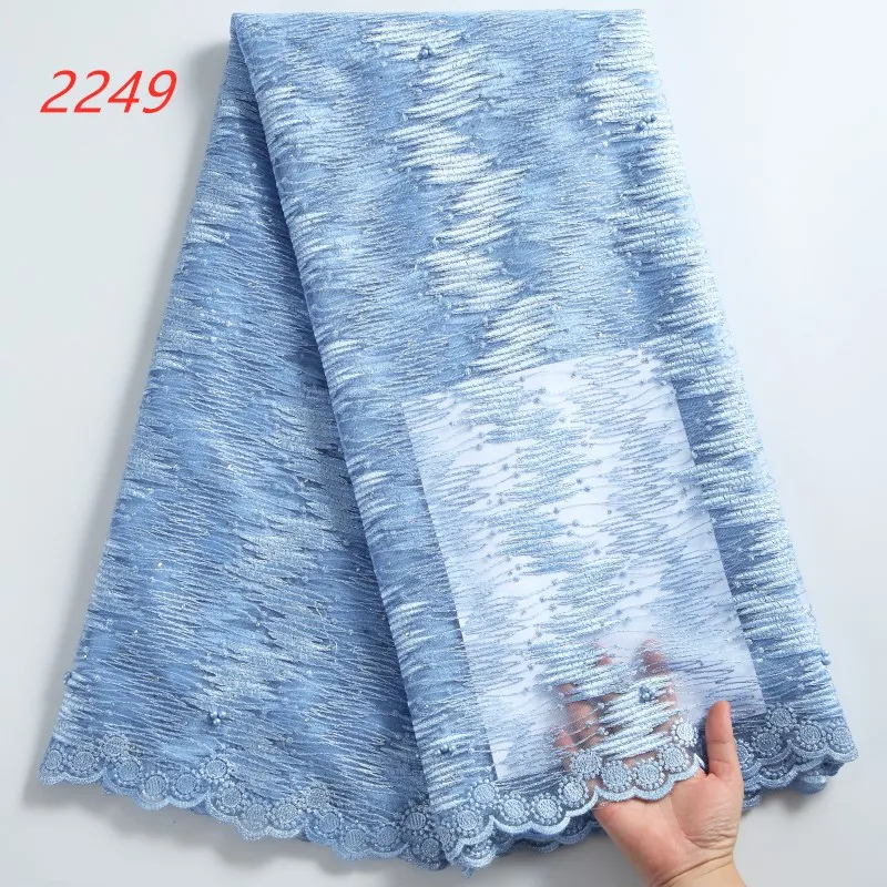 

SJD LACE African French Mesh Lace Fabric with Sequins 2024 High Quality Nigeria Tulle Lace for Sew Wedding Party Dresses A2249