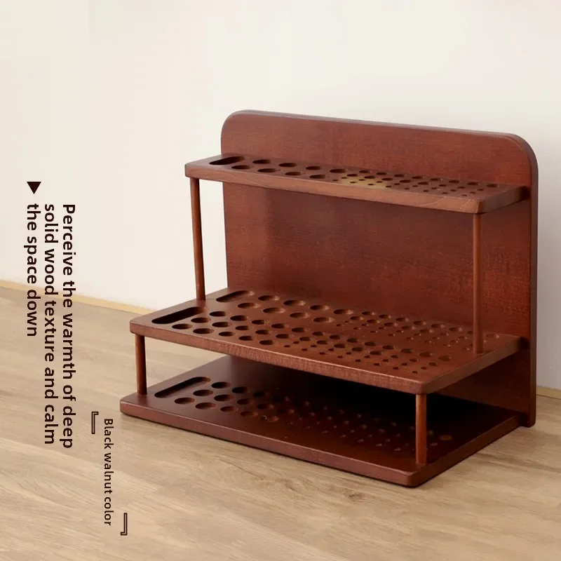 

Minimalist walnut color professional desktop solid wood storage brush brush shelf