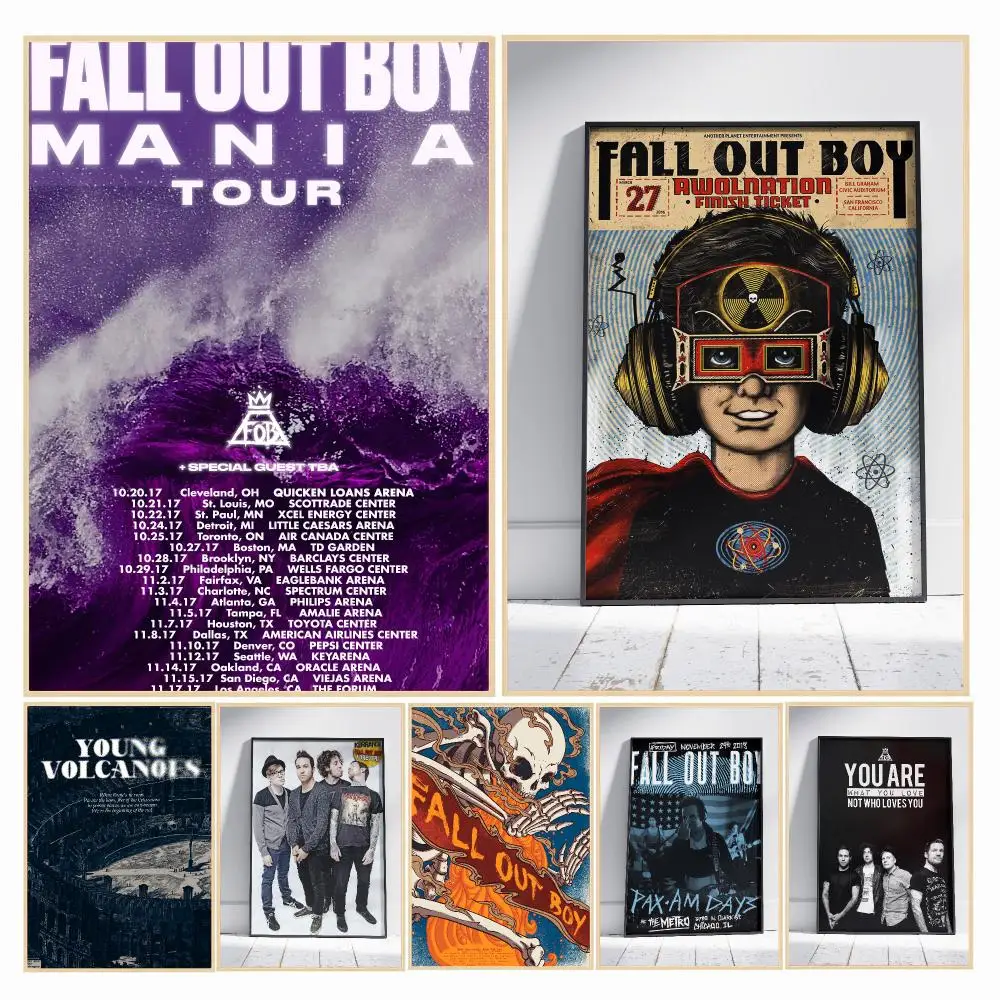 band F-Fall Out Boy-Y Painting Calligraphy Boho Botanical Decor for Living Room Elegant Home Style