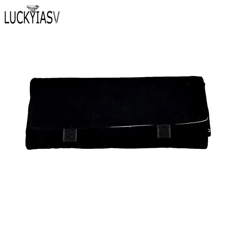 Borsa in rotolo di gioielli con cerniera in velluto nero di moda per gioielli anello orecchini Organizer borsa portaoggetti vetrina portatile per collana