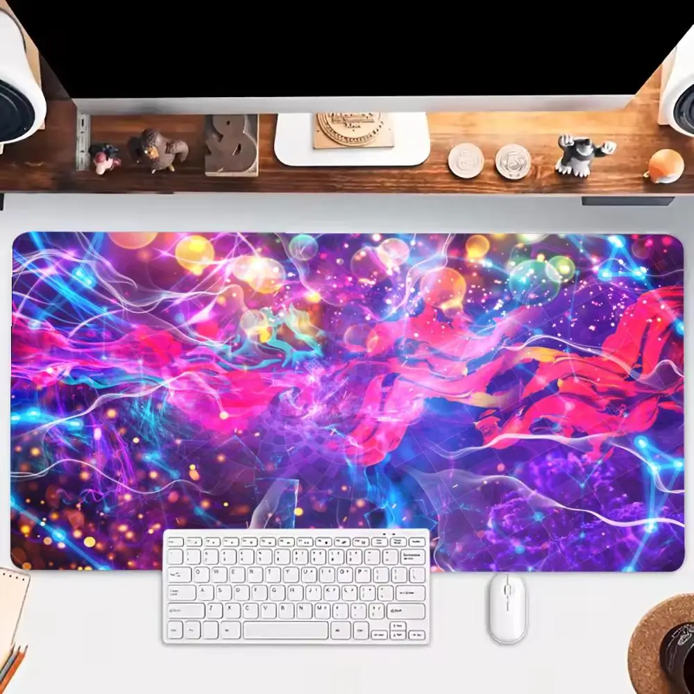 Vibrant Multicolor Burst Nebula Cosmic Space Playmat Fit Large Size Laptop Office Desktop Learning Pad