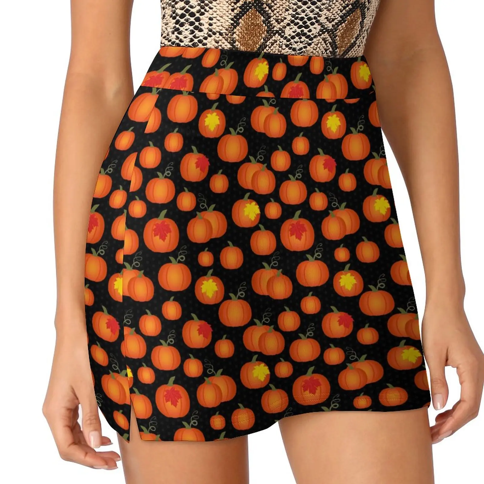 

Halloween Print Skirt Pumpkin Patch Street Style Casual Skirts Female Retro Mini Skirt Graphic Bottoms Birthday Present