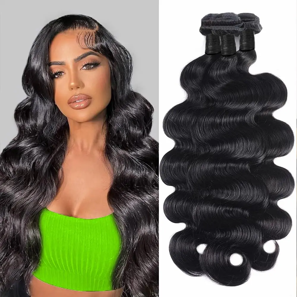 Paquetes de ondas corporales con cierre Cabello humano brasileño 3 paquetes con cierre Cabello humano virgen sin procesar