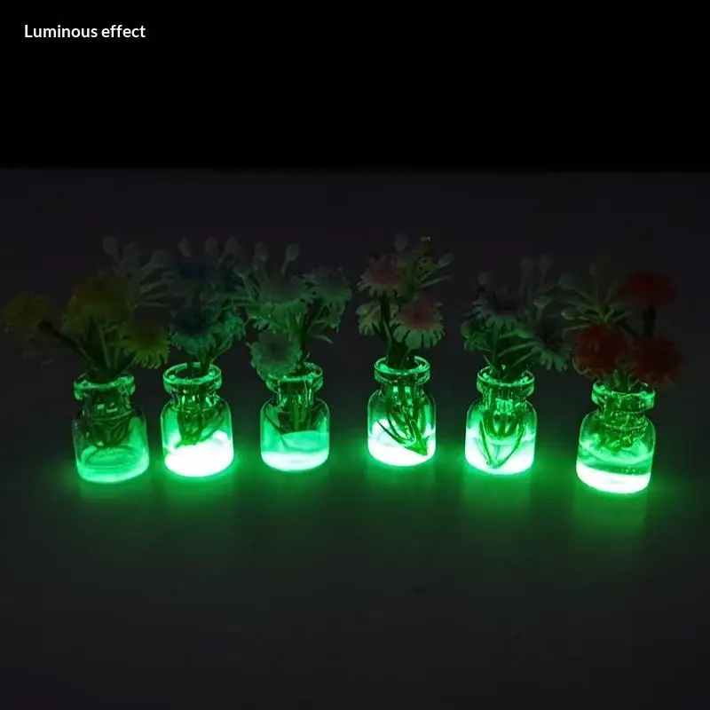 1 12 Scale Miniature Colorful Carnation Vase Realistic Clear Glass Jar For Dollhouse Decor Photo Props