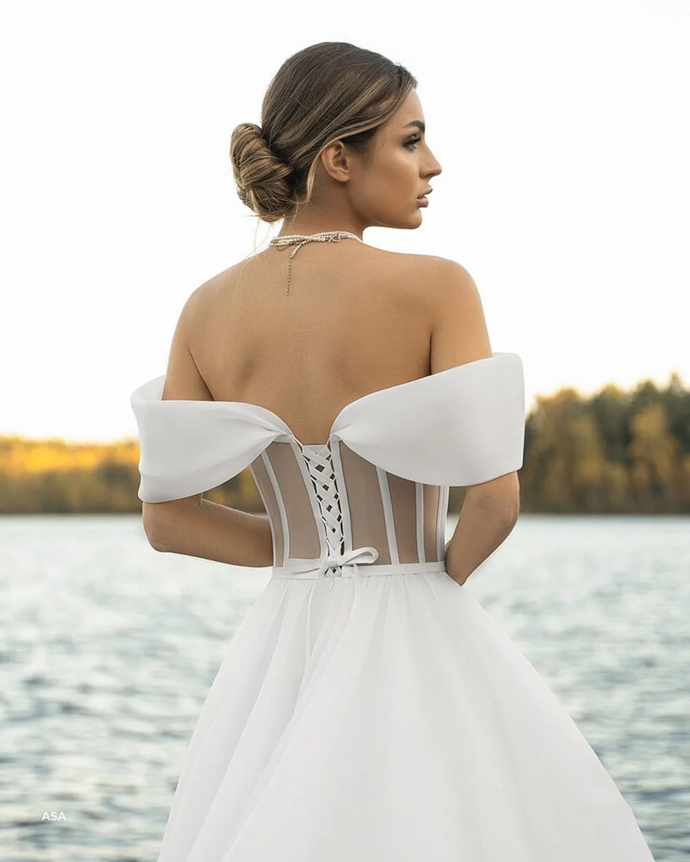 Msikoods abito da sposa da spiaggia in Organza 2023 per le donne fidanzate corsetto osseo increspato Robe De Mariee eleganti abiti da sposa A Line