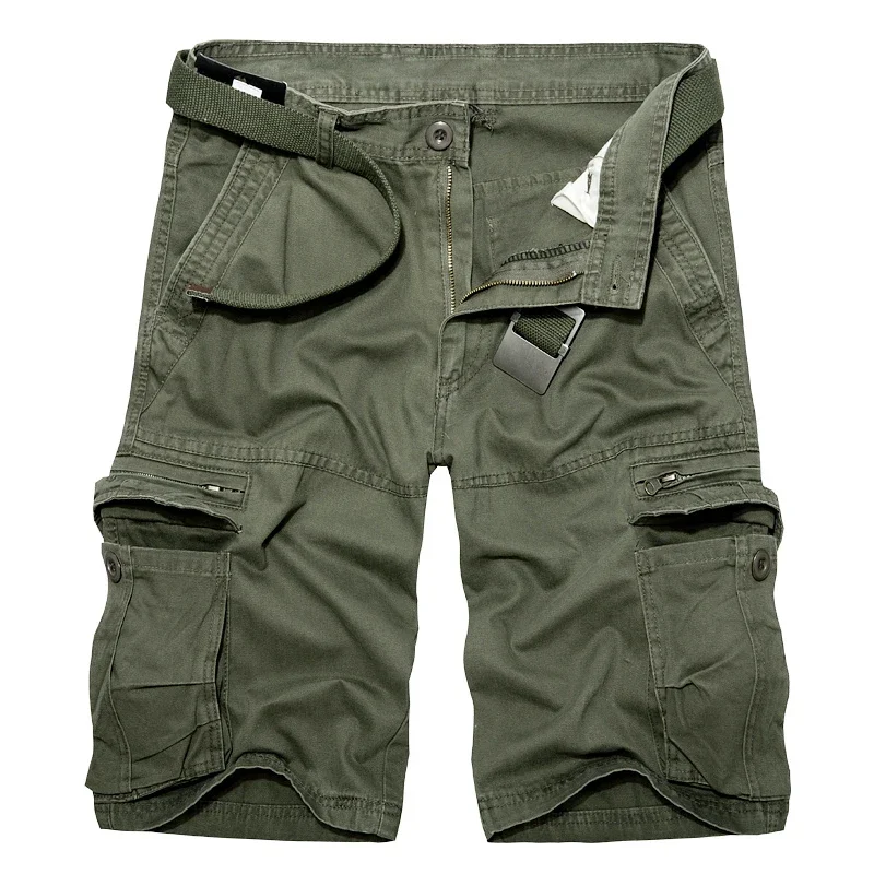 Summer Mens knee Length Cotton Army Cargo Shorts Men Casual Shorts multi-pocket loose shorts Bermuda Trousers dropshipping ZL375