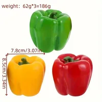 Damaly,Simulated Vegetable Pepper Props 3pcs (one of Each Color)