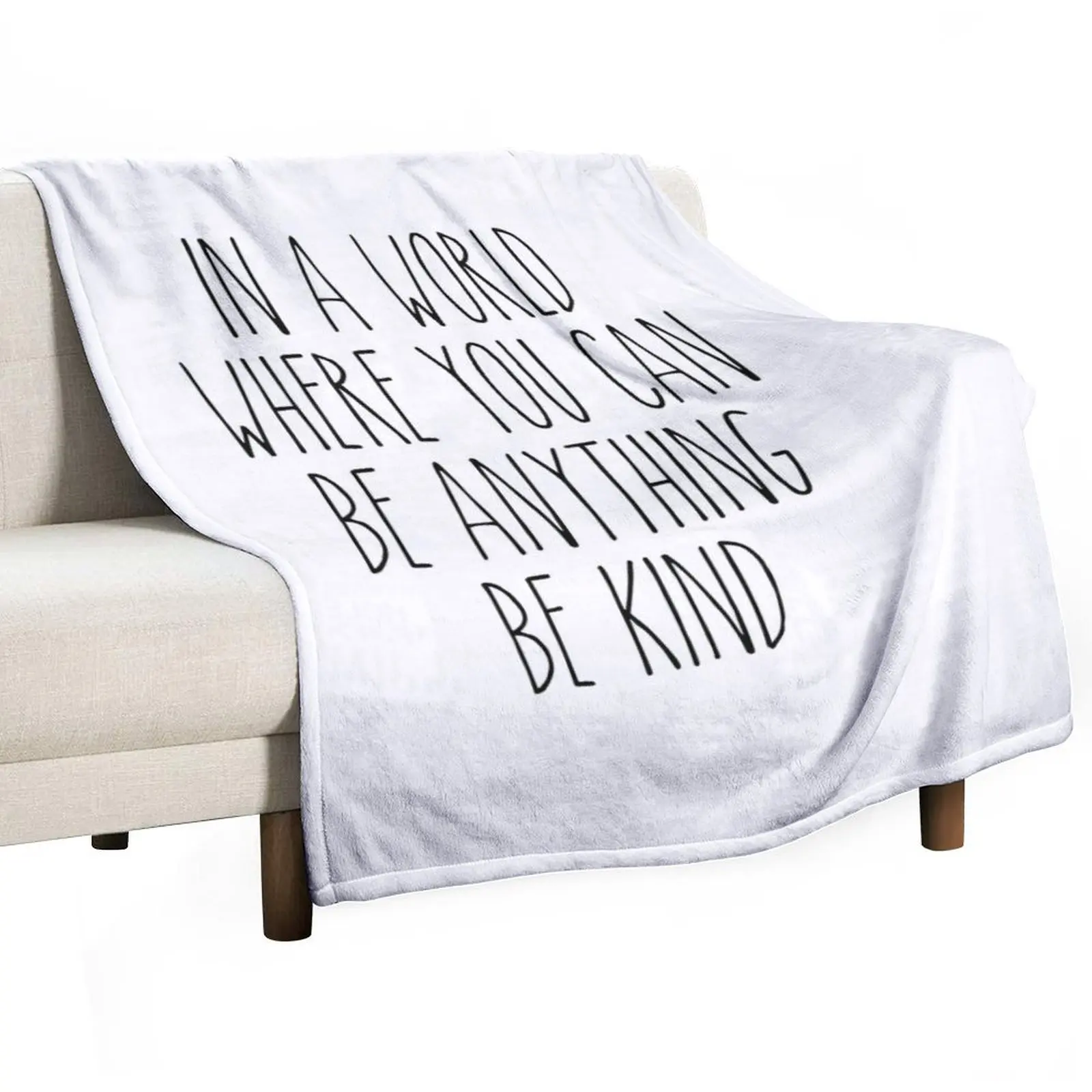 

Rae Dunn In a world where you can be anything be kind Throw Blanket Cute Plaid Summer Comforter Travel Blankets