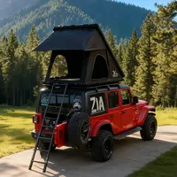 YOUNGHUNTER 2 Person Hard Shell Roof Top Tent off Ground 4 Season Modern Black Waterproof Canvas Car Camping Tent