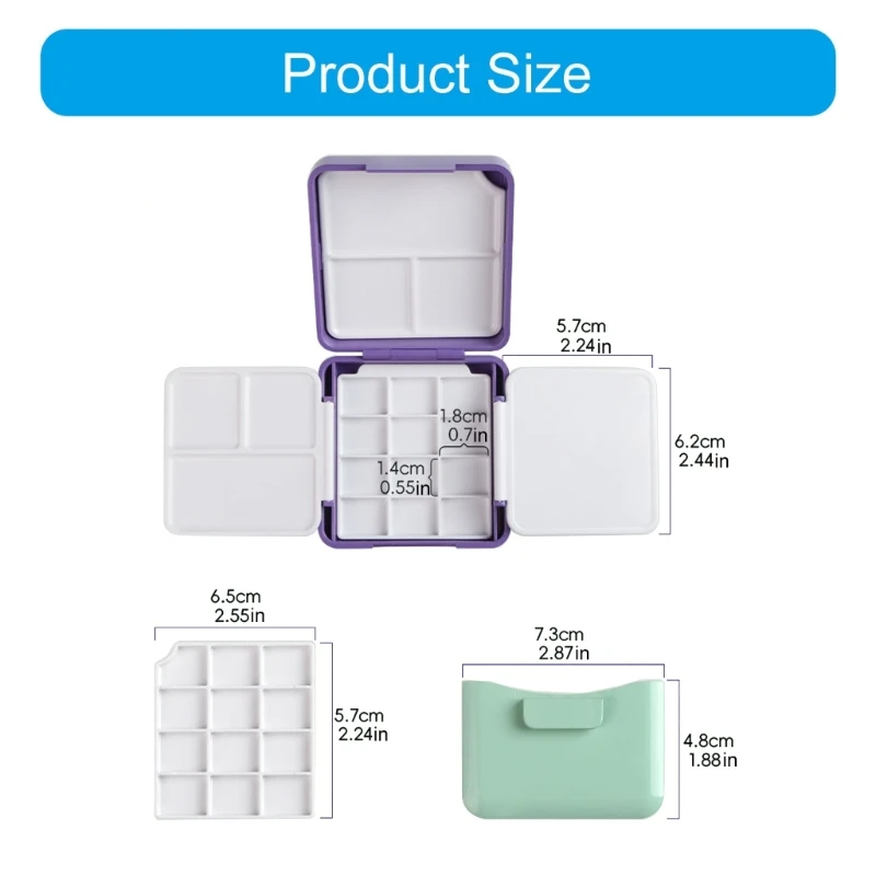 아티스트 학생 수채화 오일 아크릴 구아슈 그림을 위한 브러시 와셔가 있는 휴대용 수채화 페인트 팔레트 상자