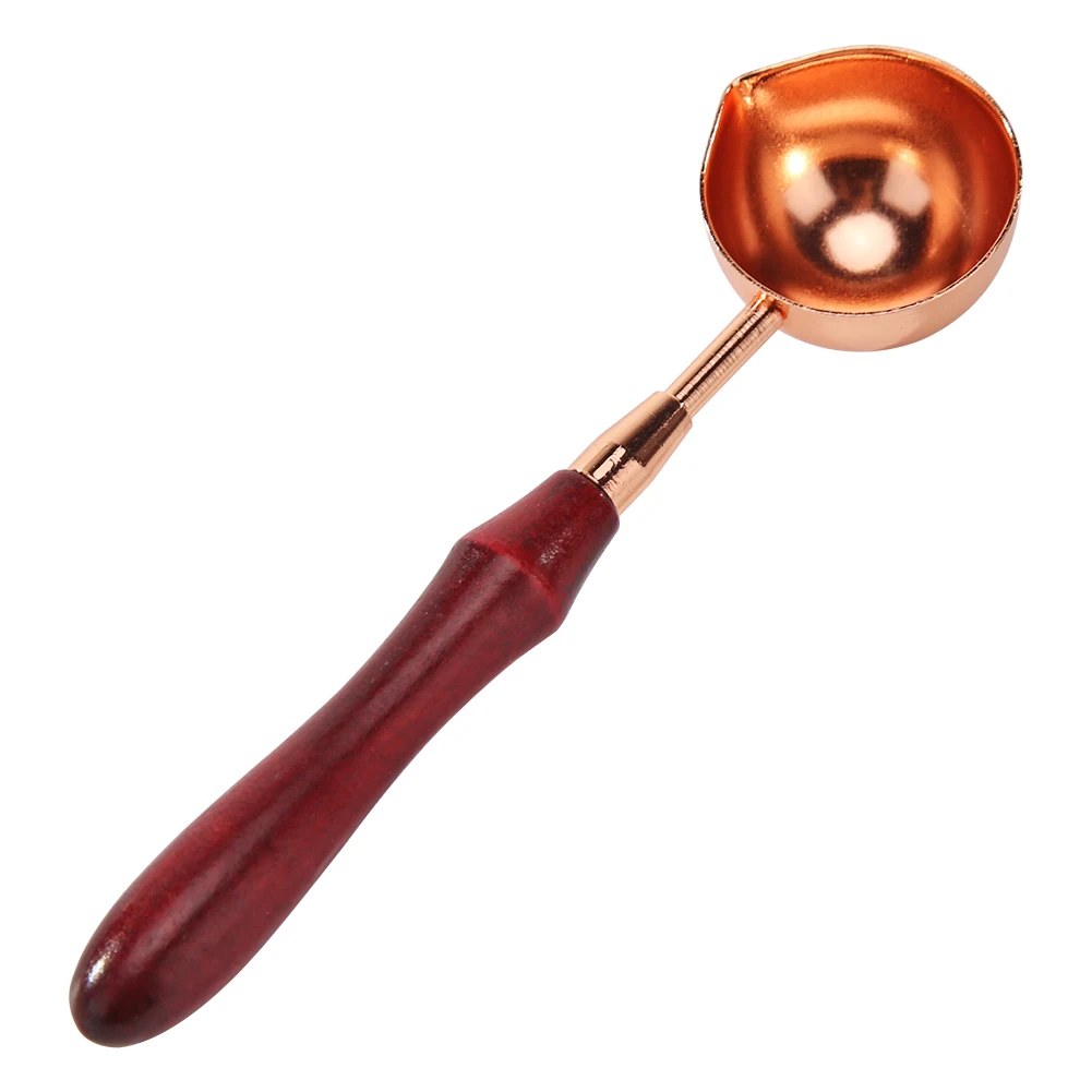 Wax Sealing Melting Spoon DIY Mental Handmade Scrapbooking Photo Retro Wooden Handle Spoon for Wax Seal Stamp Supply