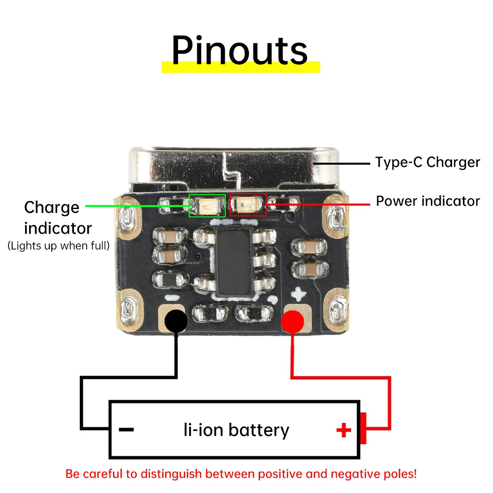 5pcs Type C Li-Ion Battery Charging Board 3.7V 4.2V 18650 Keyboard Charging Power Plate Protection Automatic Recharge Function