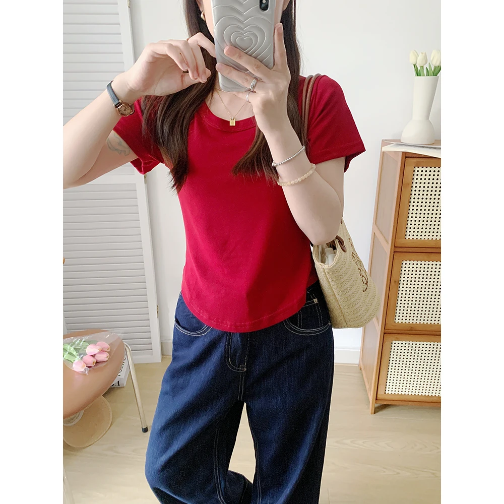 

UVPU Tee-Color ort-Sve T-irt round Ne Regular Fit Summer Commute Sle Women's Faion Premium Quali T-irt