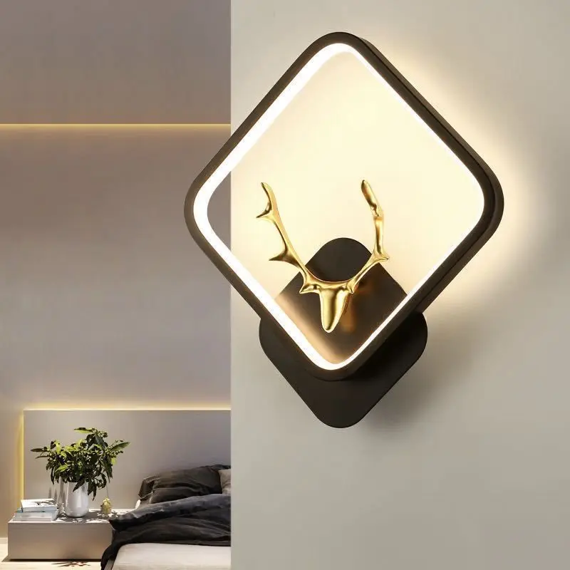 

Настенный светильник из рога оленя в скандинавском стиле, настенный светильник для коридора и лестницы, настенный светильник для телевизора, прикроватная лампа для спальни