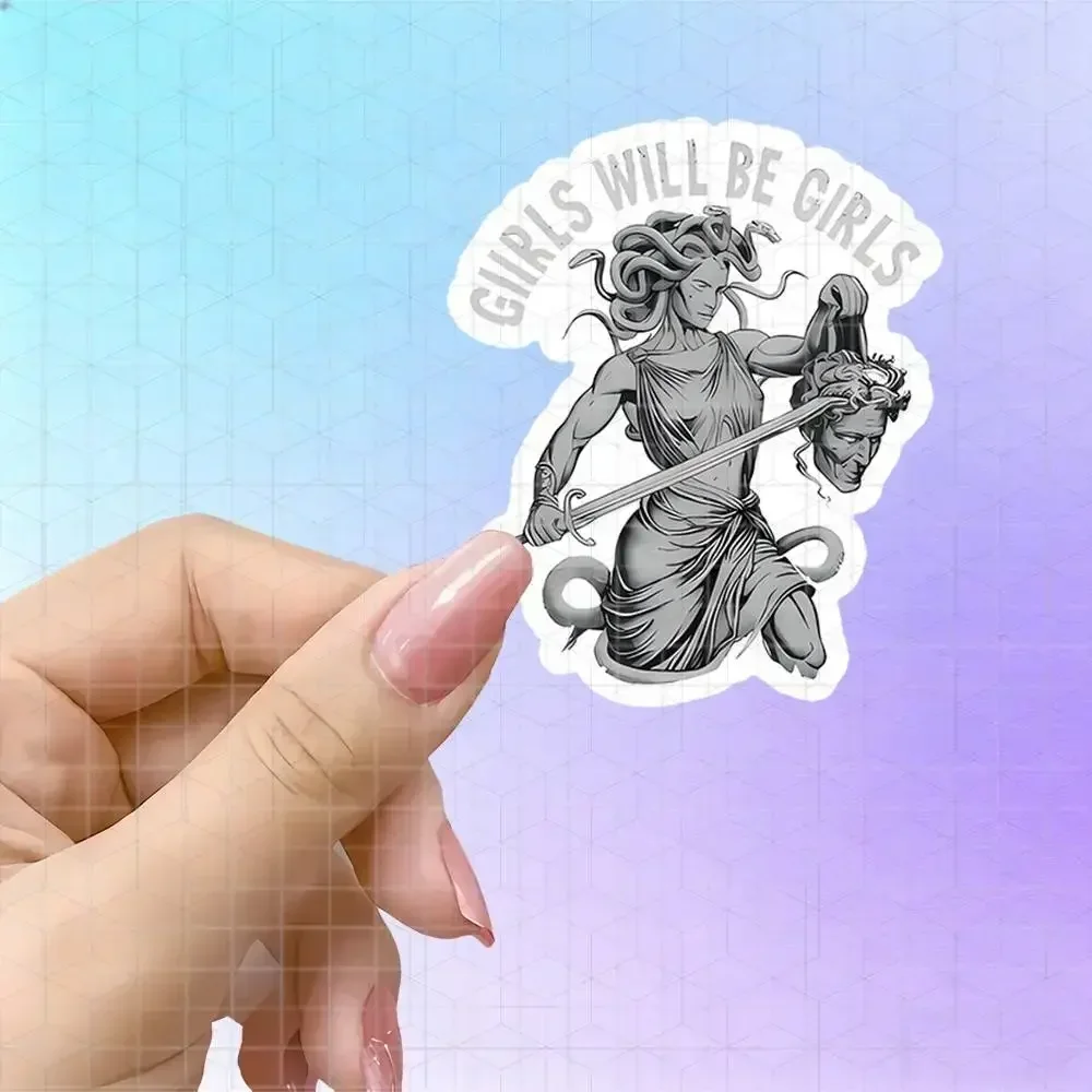 Medusa's Power Greek Mythology Vinyl Sticker Dark Retro Line Art Decal For Laptop Water Bottle Skateboard Myth Lover Friend