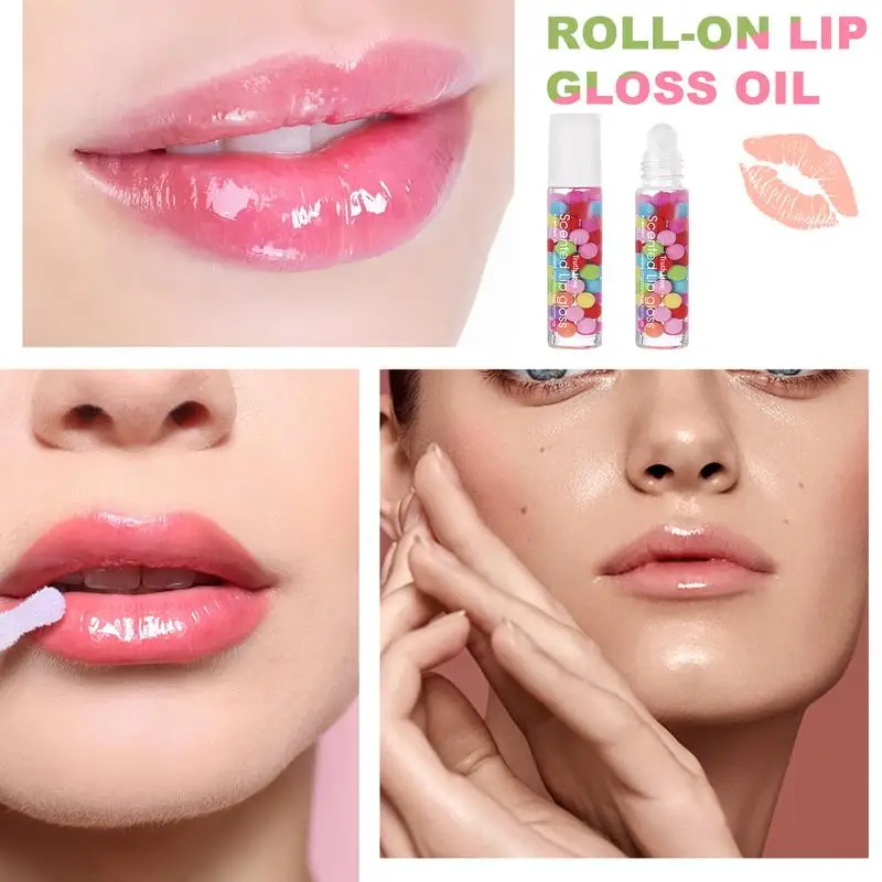 Aceite de labios Roll On para mujeres y niñas, aceite de labios hidratante multiusos, brillo de labios lindo, aceite de labios de larga duración, aceite de labios de boda de viaje