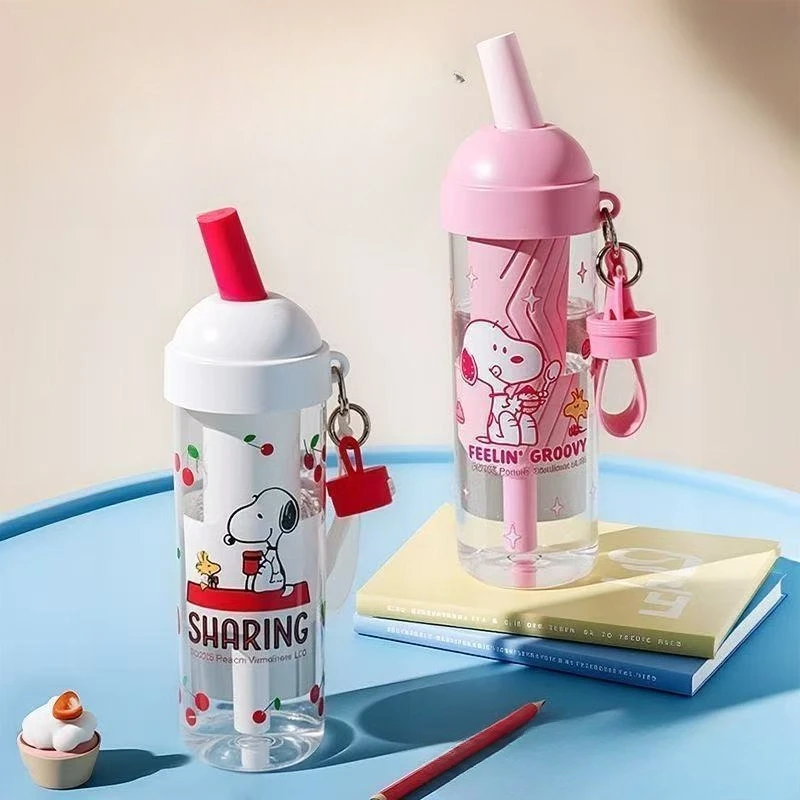 

Снупи мультфильм аниме узор тритан устойчивая к высоким температурам соломенная чашка цветок чая чашка для воды женская большая емкость чашка Ice King