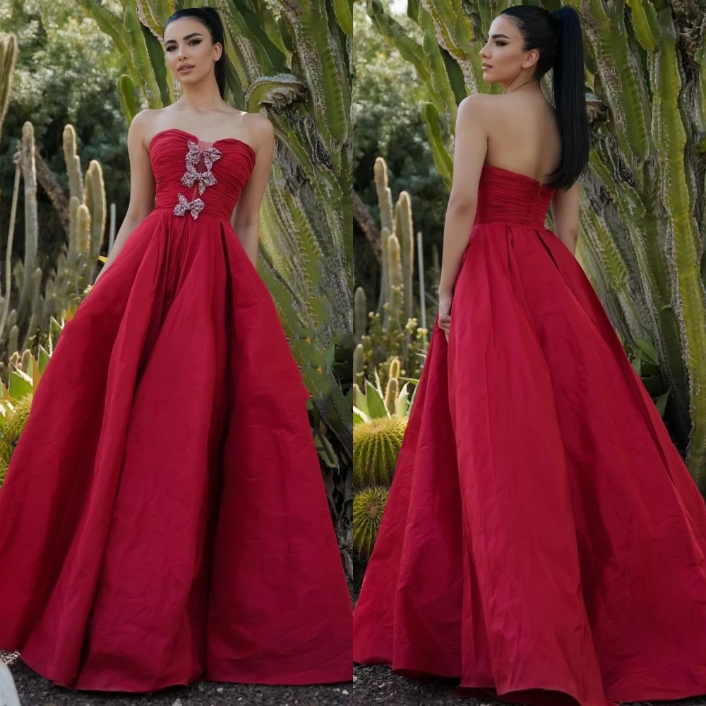 CustomizedJersey Bow Pleat Beach A-line Sweetheart  Bespoke Occasion Gown Long Dresses