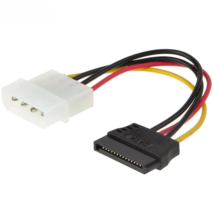 파워 4P 암 HSG 수 터미널 - SATA 15P 암 20AWG 와이어 시리얼 광 드라이브 연장 케이블 길이 선택 가능 0.1M 0.2M