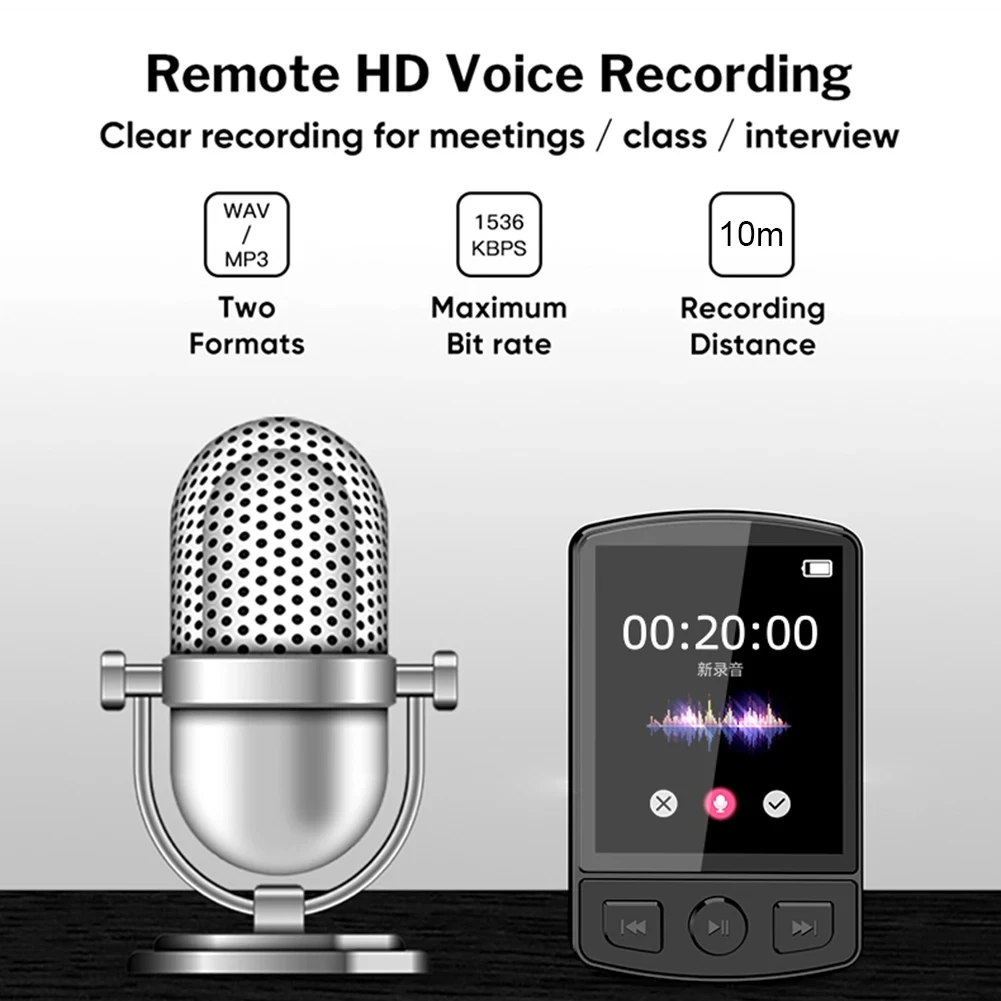 مشغل MP3 محمول مع راديو FM ، مشبك جهاز اتصال ، صوت HiFi ، متوافق مع بلوتوث ، شاشة