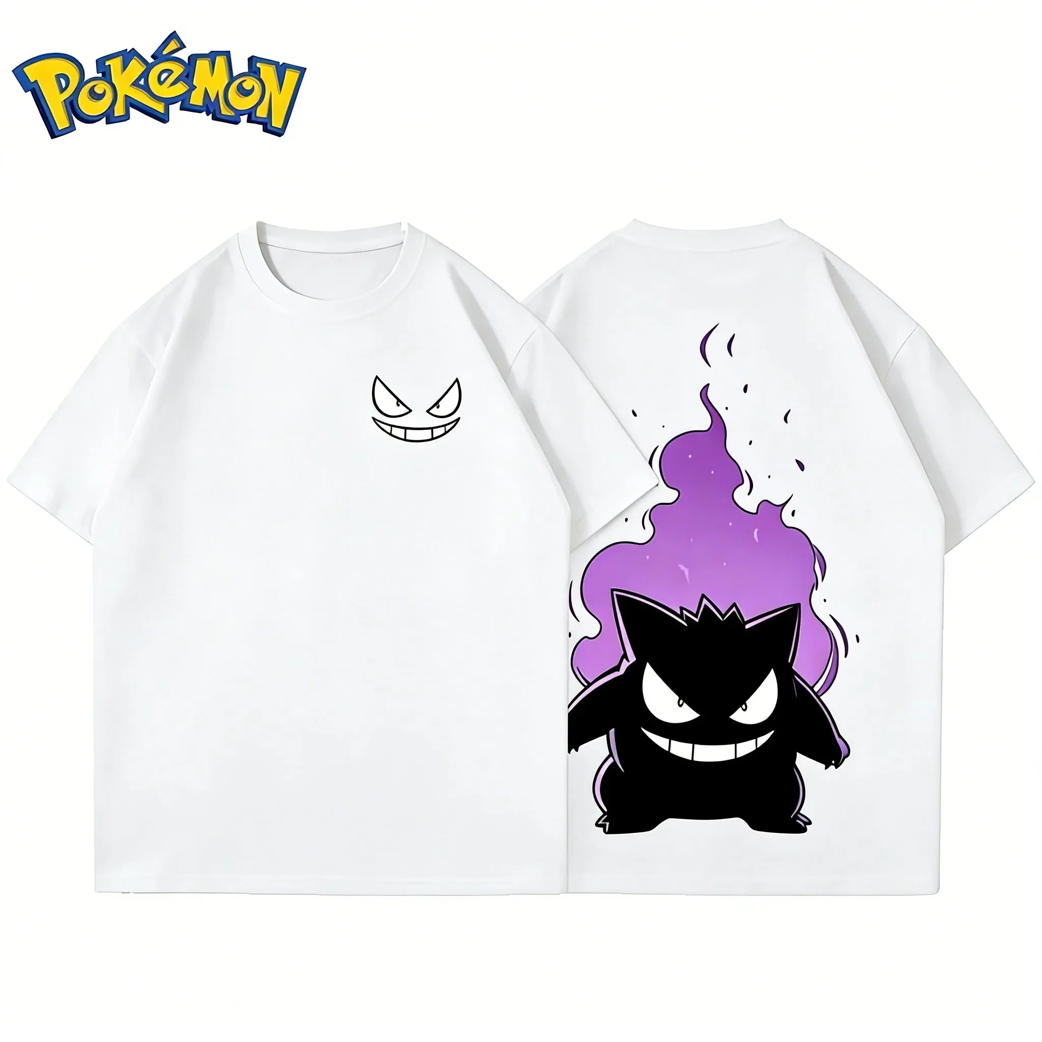 

2026 Pokemon Anime Gengar T Shirt Men Harajuku Style Loose Casual Tops Fashion Streetwear Male Clothing Free Shipping