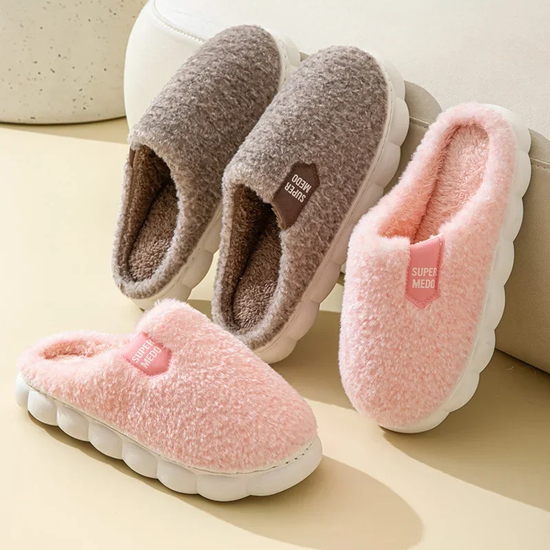 Winter katoenen pantoffels voor dames Indoor Slippers Thuisgebruik Antislip schoenen met dikke zolen Heren pluche pantoffels