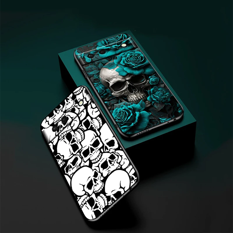 S-Skull Cool Fashion Art For Google Pixel 9 8 7A 7 6A 6 5A 5 4 4A XL 5G Black Silicon Shockproof Shell TPU Phone Case