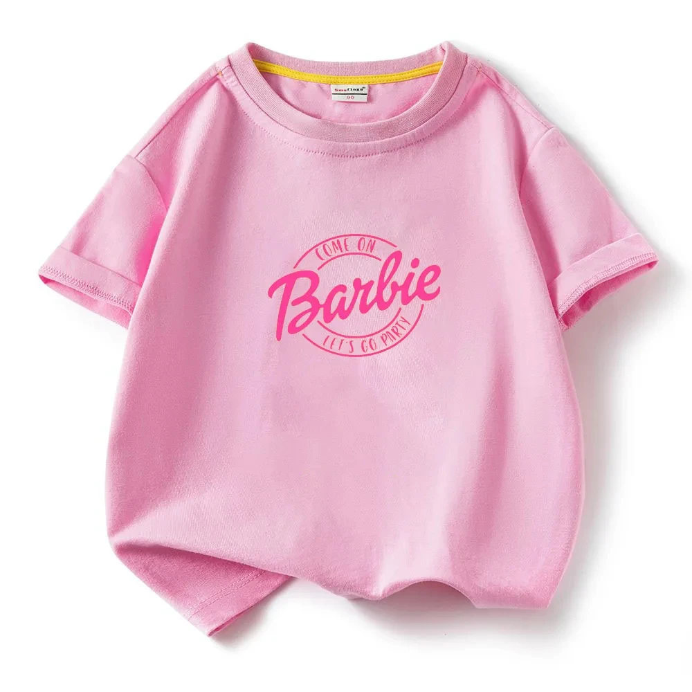 

Disney Girls Barbie Print T-Shirt Cotton Short Sleeve T-Shirt Fashion Cute Streetwear Summer Kids Fashion Casual Wear