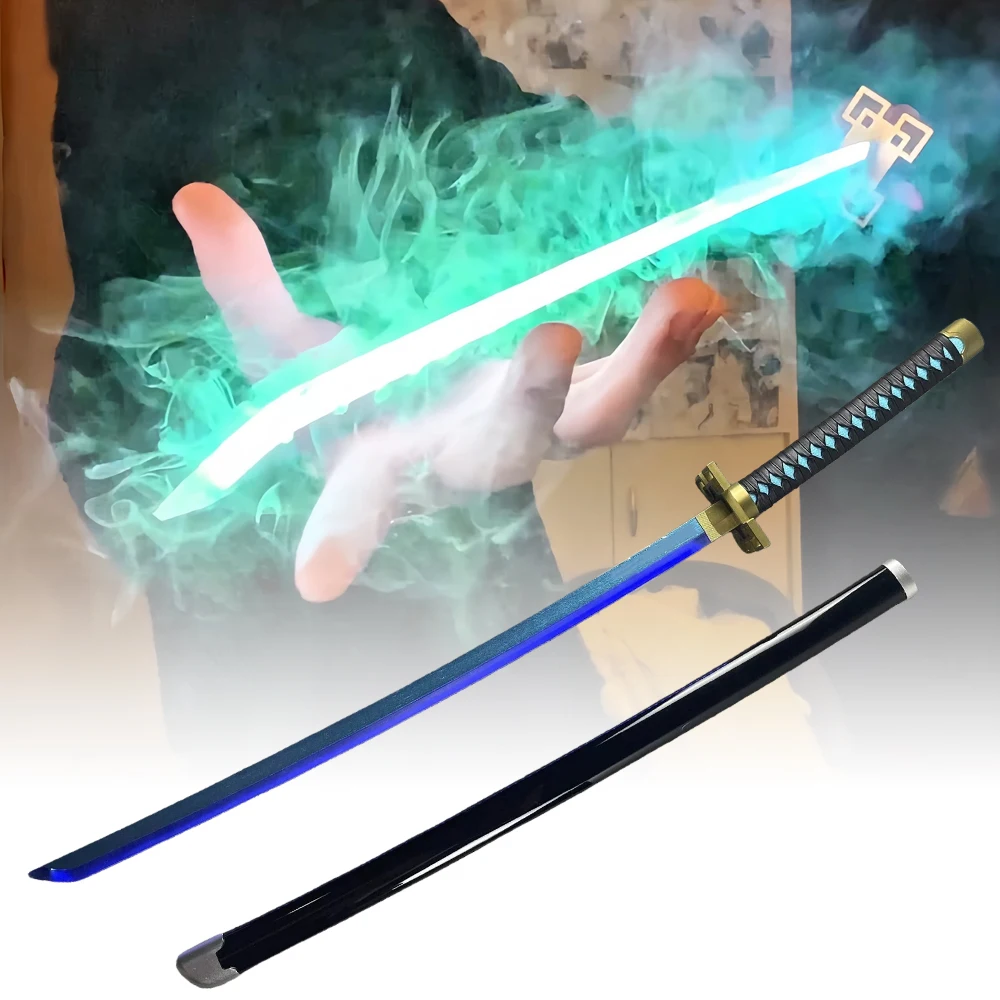 40inch Vapor Demon Slayer Katana Glow Steam Sword Anime Cosplay Real Size Japanese Katana Original Samurai Led Lightsabre Gift