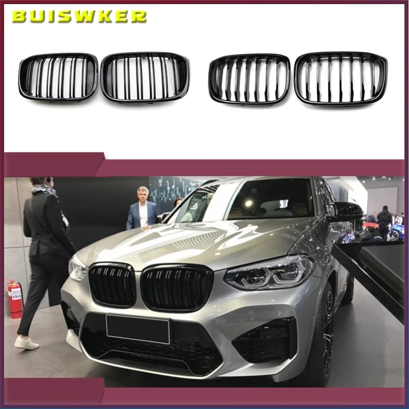 

Car Gloss Black Front Hood Kidney Grille Grill For-BMW X3 X4 G01 G02 2018-2020