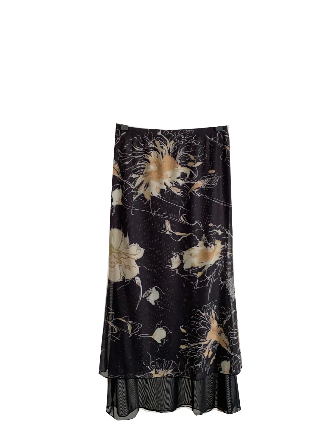 

Retro Floral Print f Skirt Women's High Waist Slimming Me Thin Beautiful Unique A-Line Long Skirt Korean Sle Summer