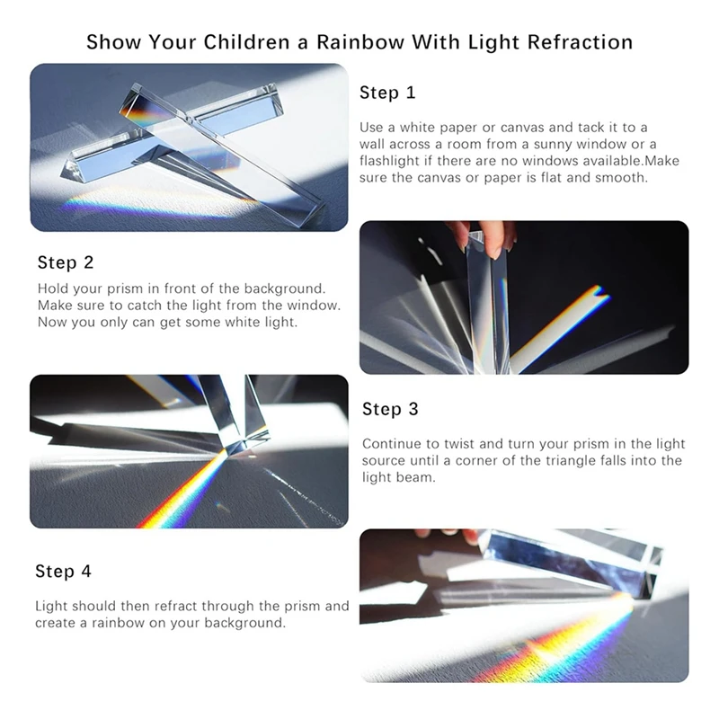 4Pcs 6 Inch Clear Optical Lens Glass Triangular Prism For Photography Science Classroom Rainbow Maker Art Decor