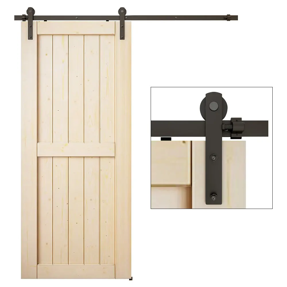

121-487cm Black Carbon Steel Track Barn Door Hardware Kit for Single Door