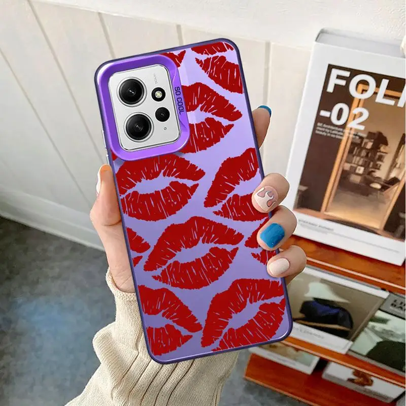 Sexy Girl Red Black Lips Kiss Phone Case for Xiaomi Redmi Note 13 Plus 11 Pro 10 5G 9 9s 11s 12 Pro 12s Protective Cover Capa