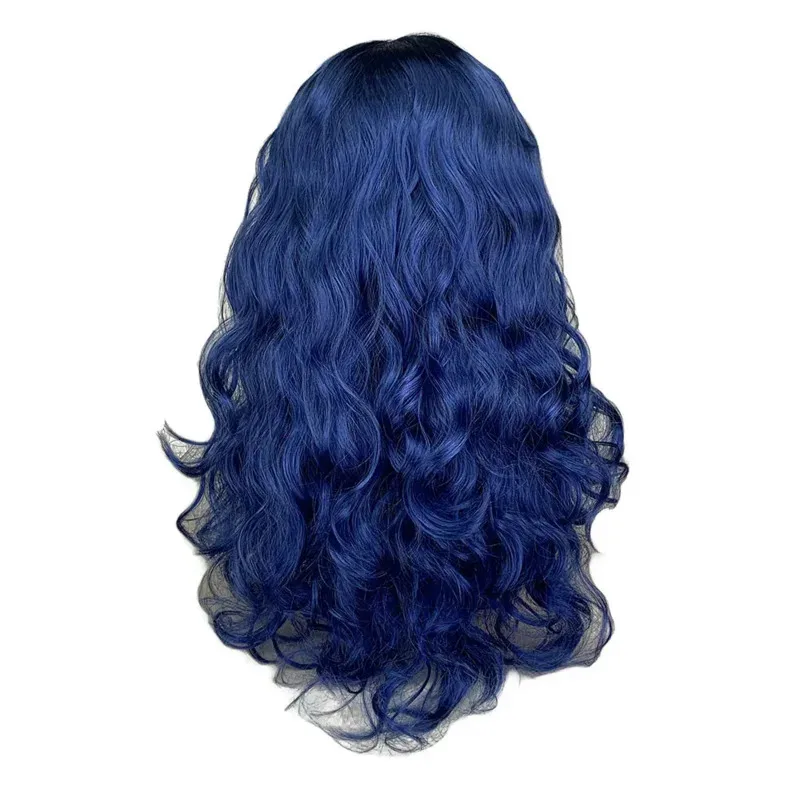 AA wat Descendants 2 Evie Blue Long Wavy Cosplay Costume Heat Resistant Synthetic Hair Party Role Play Wigs Wig C2025 New
