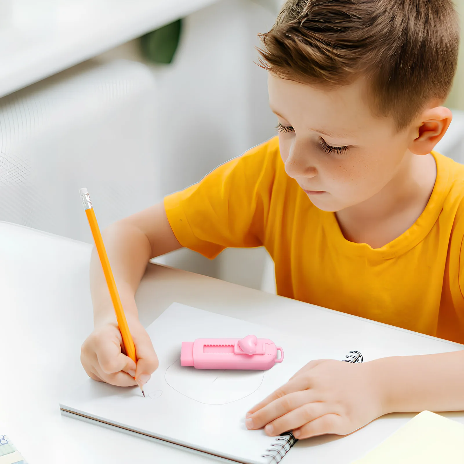 

5Pcs Retractable Pencil Erasers with Protective Cover Smooth Grip Reliable Rubber Material Ideal for Drawing Writing Sketching