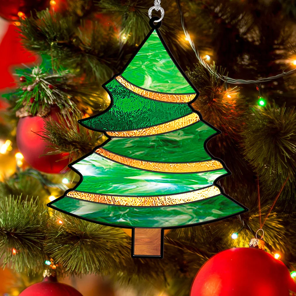 

1 set 1 Set Glass Window Hanging Christmas Tree Pendant Xmas Party Prop Door Wall Yard Garden Decor Acrylic Ornament